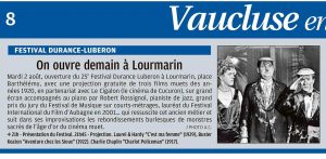 Ciné-concert au Festival Durance Luberon, août 2022